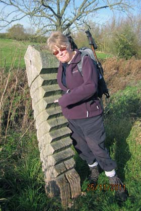 Jane with one of the canal carvings.jpg -                                